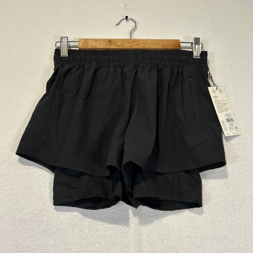 Calia Infinity Shorts Womens XS 2 in 1 5" Inseam Mid Rise Pure Black WAX12377FS